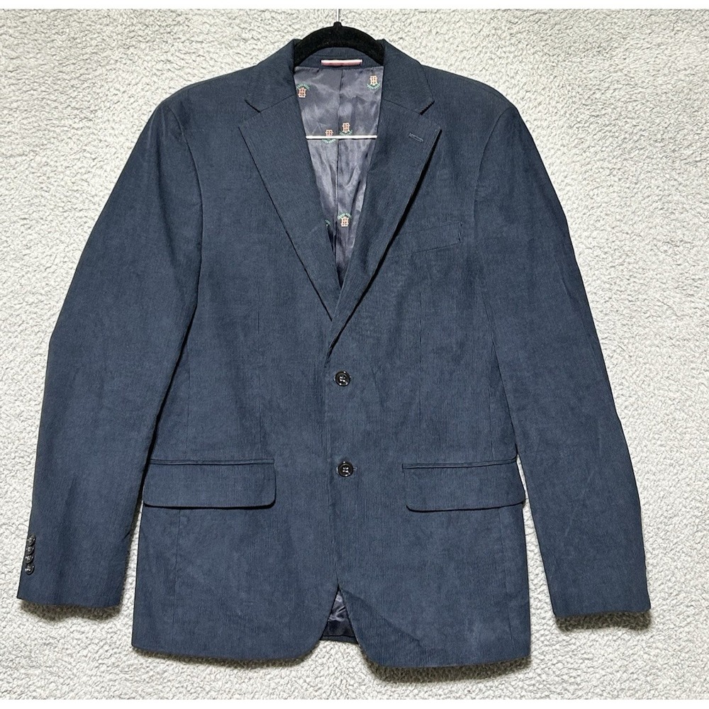 Tommy Hilfiger 38R Blue Corduroy Blazer Two Button Cotton Sport Coat Preppy